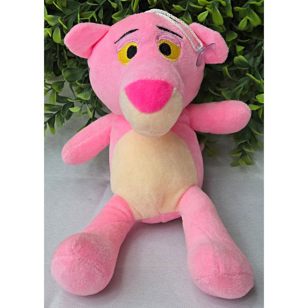 Vintage Pink Panther Plush Stuffed Animal Toy 8" Suction Cup Window Cling Retro